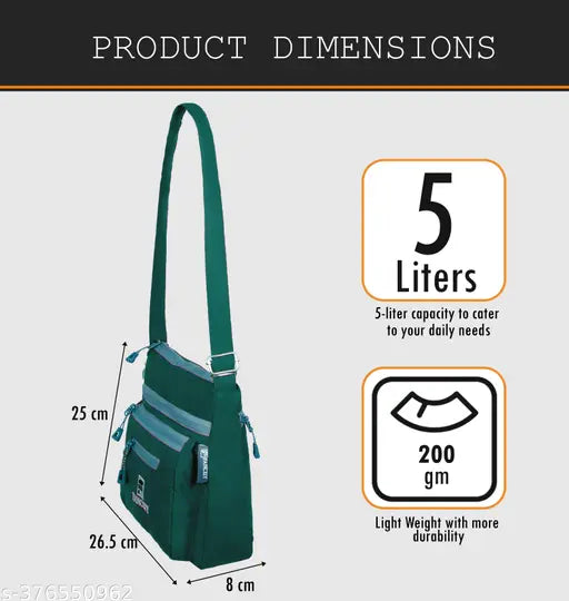 Fashionable sling bag in teal, suitable for daily use or travel