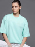 Blue, oversized printed t-shirt for women