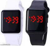 Black and white digital smartwatch with a date and time function, featuring a lightweight silicone strap and a hot-and-cool design, suitable for men, kids, boys, girls, and women