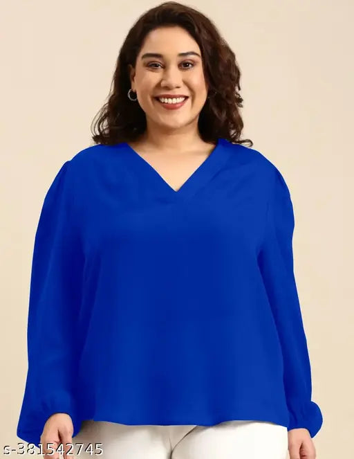 Plus size Georgette top in solid color, ideal for sizes XXL to 8XL