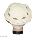 Tan woolen cap with a flap design, suitable for women and girls