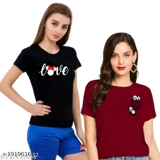 Black love and maroon pocket panda - printed cotton short sleeves, soft & comfortable, S-XL, Indian craftsmanship