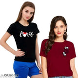 Black love and maroon pocket panda - printed cotton short sleeves, soft & comfortable, S-XL, Indian craftsmanship