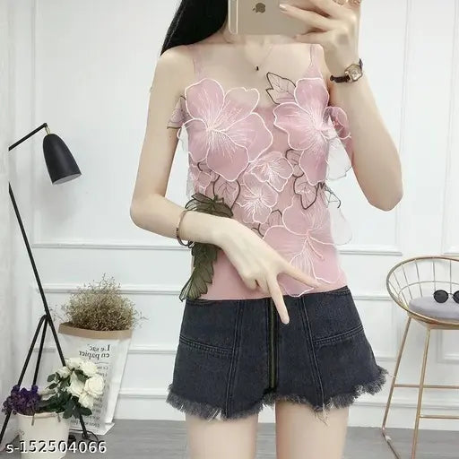 Lycra embroidered crop top, sleeveless, imported from India