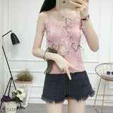 Lycra embroidered crop top, sleeveless, imported from India