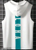 Men's printed polyester sleeveless hoodie Sendo, vibrant design on a comfortable Indian-made t-shirt