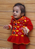 Navjai polka dot woolen sweater & pant collar neck frill design, comfortable winter clothing for baby girls (1-2 years), India