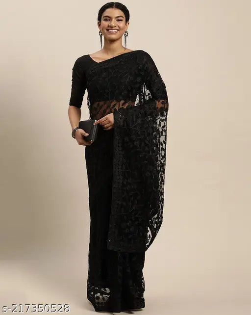 Indian soft net saree with chikankari embroidery and stone work, Bollywood design for women