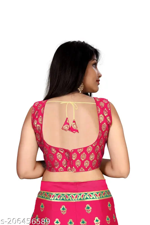 Chanderi Silk Banarasi Jacquard Lehenga Collection, semi-stitched with stitched blouse and dupatta, up to 42 inches length