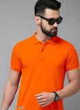 Artful Charms orange polo t-shirt, polycotton, solid color, short sleeves, size S (36in x 27in)