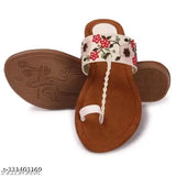 Synthetic leather kolapuri design women's flats, embellished slip-on flat with PVC sole, Indian-made