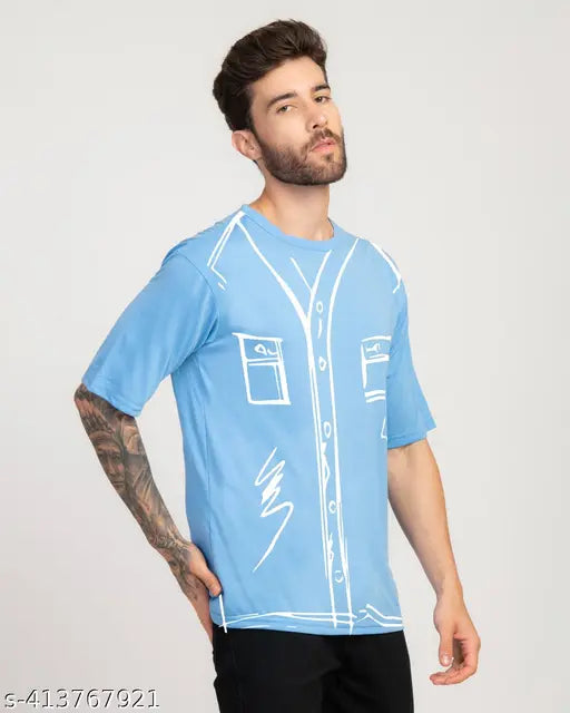 Stylogue polyester round neck regular fit print T-shirt, soft blend fabric, short sleeves, India