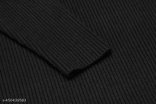 Black cotton long sleeve high neck men's t-shirt by Urban Forge, stylish solid design