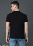 Cotton Lycra half sleeve round neck T-shirt by Aakrithi, solid color, stylish men's fashion India
