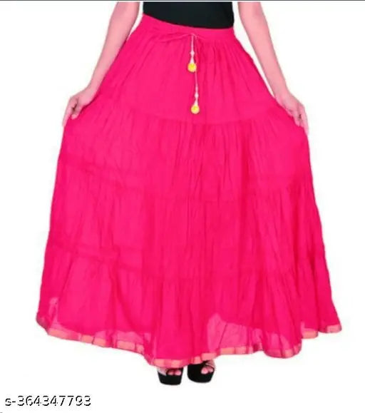 Rayon solid long skirt, available in multiple sizes from waist 12in to 42in for a versatile fit