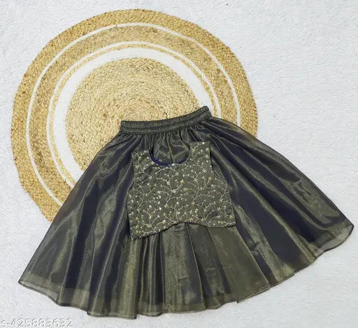Baby Girls Readymade Black Lehenga Choli: Traditional net Lehenga with Jacquard design, 6-7 years size, captures Indian elegance, perfect for special occasions