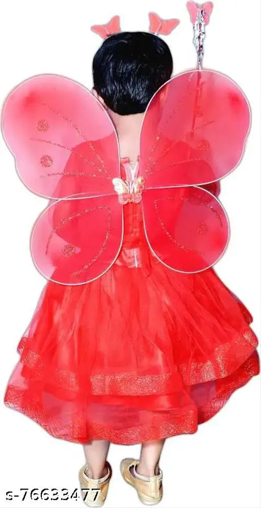 Red embellished children's fairy costume with wings