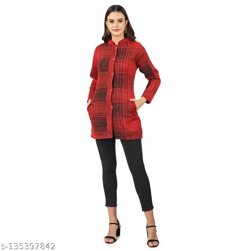 Red and light grey K wool sweater combo with button detail, ideal for layered winter style