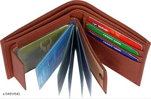 Brown faux leather men's album wallet, features 3 compartments, perfect for Diwali or New Year gifts