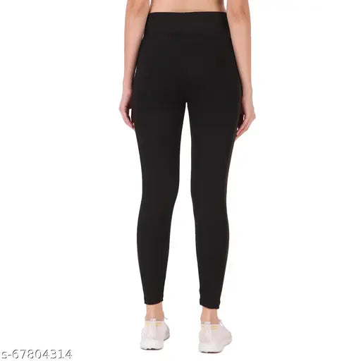 High-waisted stripe yoga pants for women, stretchable tummy control workout leggings made with Lycra. Solid net pattern, suitable for multiple sizes (28, 30, 32, 34, 36, 38). Made in India