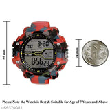 Army Print Sports Digital Men's & Boy's Watch (Red Dial Multicolored Strap)