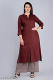 Rayon solid kurti & printed palazzo set (2pcs), vibrant Indian ethnic wear in A-line style