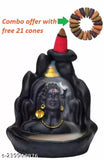Handcrafted polyresin Adiyogi Shiv Statue with Smoke Backflow Incense Cone (India)