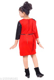 Red sleeveless dress with a black belt