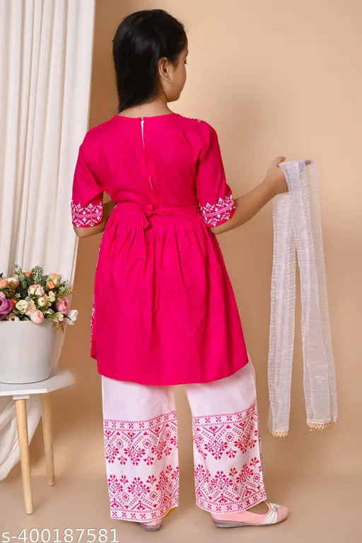 Printed cotton blend girls' palazzo dress (0-3M, 12-18M, etc.), single item from India