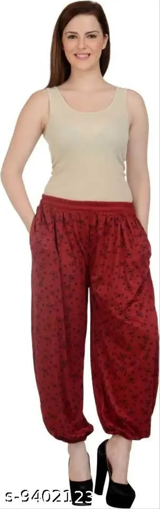 Maroon and yellow printed harem pants, pack of 2