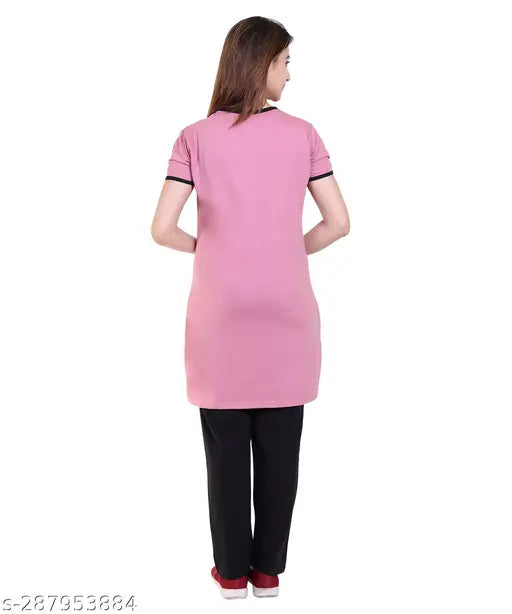 American Pie women's summer cotton nightwear, round neck half sleeve nightsuit in solid colors