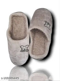 Soft plush EVA slippers for men & women - warm winter indoor carpet flip flops with textured net pattern, suitable for cold nights and bedroom use