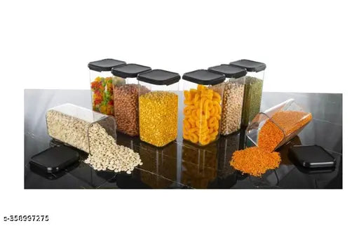 Clear plastic square airtight jars, set of 8, transparency
