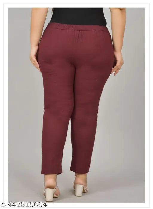 Black and maroon, fully cotton stretchable trousers (pack of 2) in sizes XL to 7XL for comfortable fit with both side pockets - Samar Collection