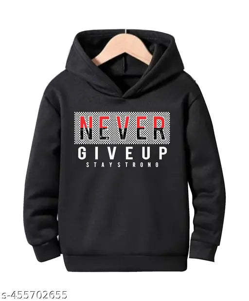 Black cotton printed hooded sweatshirt for boys (Vivekan style) - Boys full sleeve cuffed hoodie with long sleeves, ideal for winter wear and casual occasions