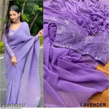Purple saree with sheer fabric