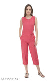 Black sleeveless crepe jumpsuit for women, full length, perfect for casual wear