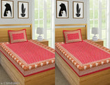Cotton Jaipur single bedsheets combo pack, 2 bedsheets & 2 pillow covers featuring ethnic motifs. Ideal for summer." (107 characters)