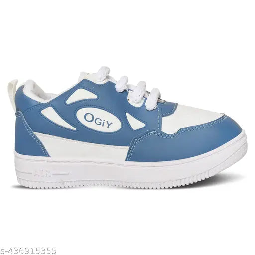 Blue synthetic lace-up casual sneakers for kids, lightweight, suitable for boys