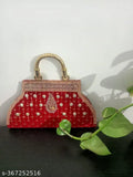 Red bead embellished sidebag, bridal clutch purse