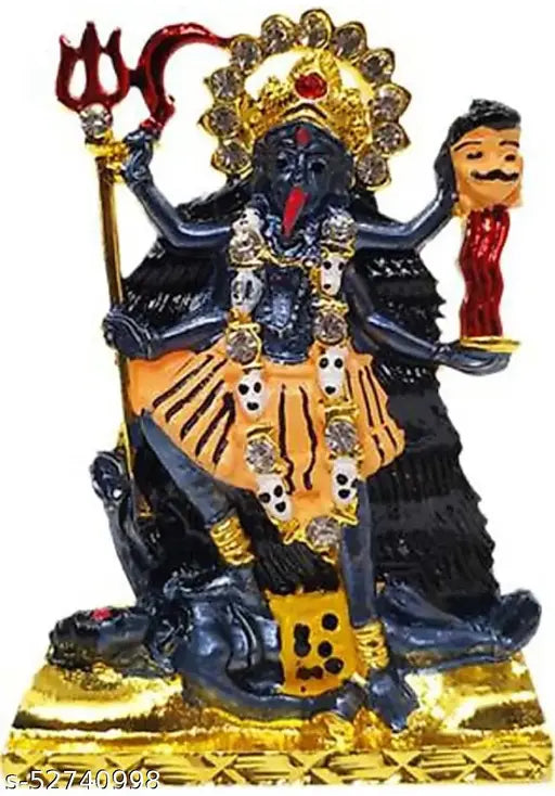Kali Mata Murti: 7.62cm religious idol for car dashboard or office desk decor, boosting wealth, health, peace & happiness per Vastu
