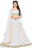 Art Silk choli and net dupatta set in Jalar white, free size with a length of 44 inches for the lehenga and 2.1 meters for the dupatta