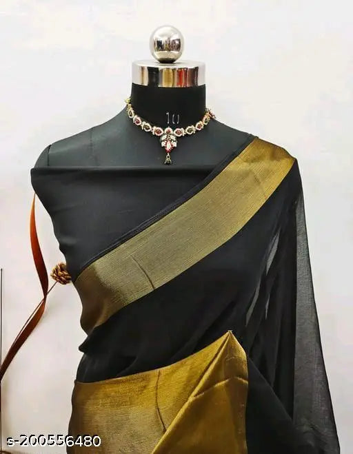 Viscose Patta Fency Saree, solid pattern, free size Indian traditional outfit