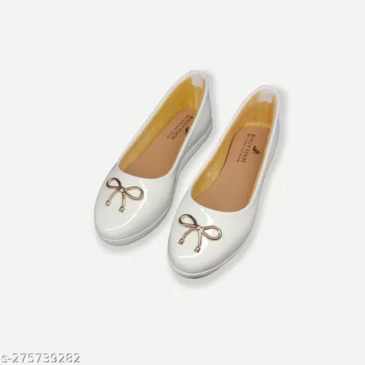 White synthetic ballerina shoes for women by BallyFoots, ideal for contemporary refined dressing and exceptional comfort