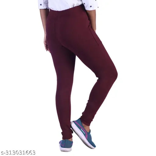 Stylish cotton blend jeggings pack of 3 - Solid print, lightweight, trendy women's fashion from India