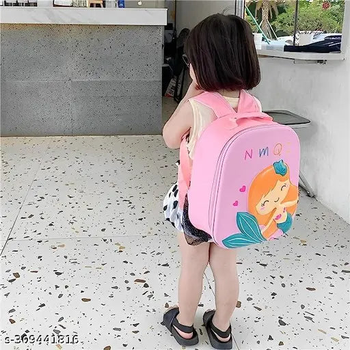 Pink nylon mermaid-patterned preschool bag, waterproof, durable, and adjustable for 2-4 year old girls