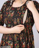 Rayon maternity feeding kurti with zippers