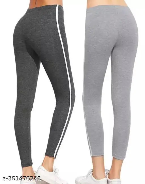 Stylish cotton blend yoga jegging tights for women, solid net design, sizes: 26-34 inches