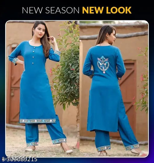 Rayon Banita Graceful Women's Kurta Set with Pants, solid-colored Indian traditional attire