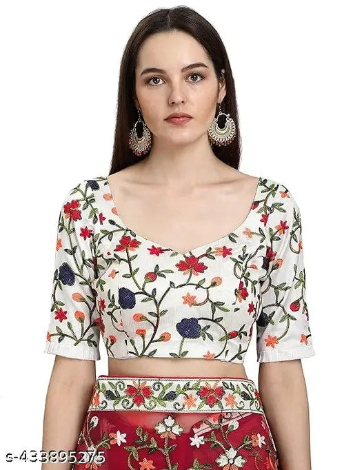 Multicolor Net Saree with Heavy Floral Embroidery, Indian fashion for festive wear and parties